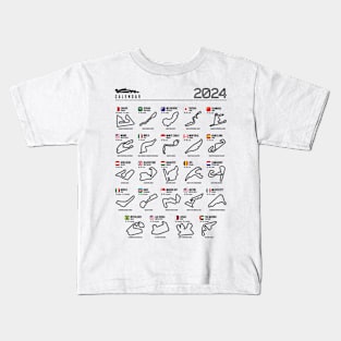 Calendar 2024 Formula Racing Tracks Kids T-Shirt